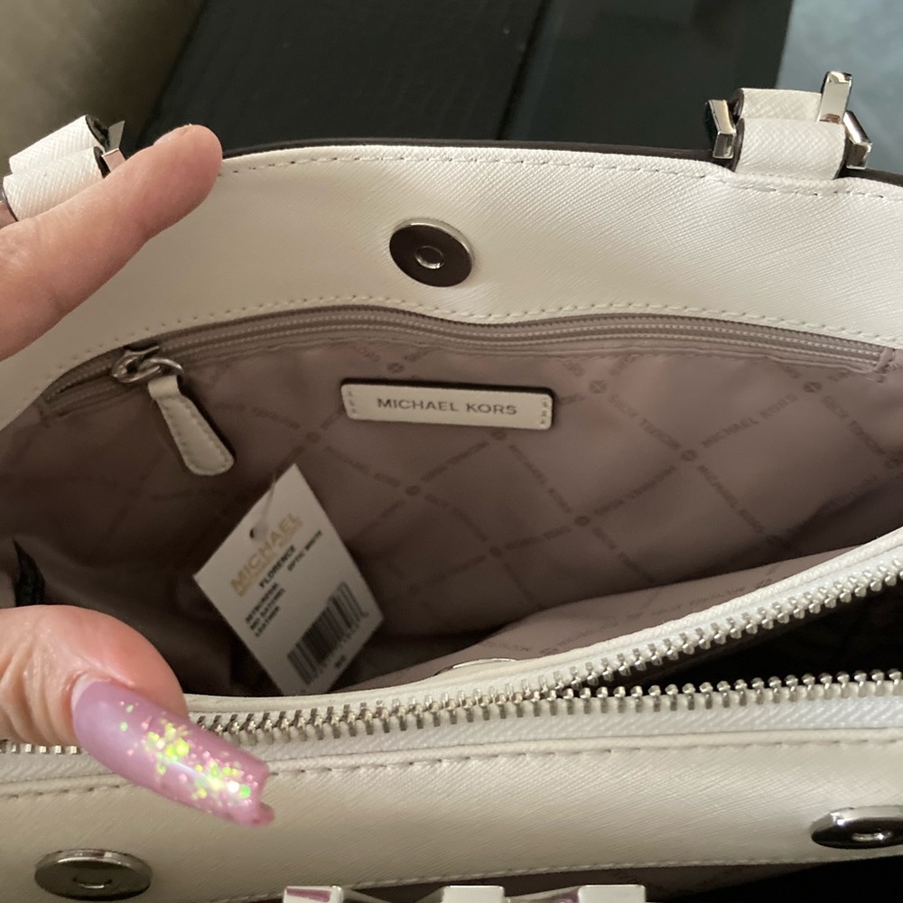 Michael Kors Florence MD Satchel HandBag White - Picture 10 of 16